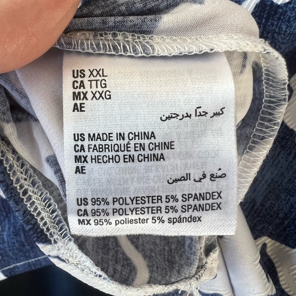 Unbranded Peekaboo Shoulder Blue/Wht Floral Dress Shirt Women's Sz XXL - Picture 8 of 8